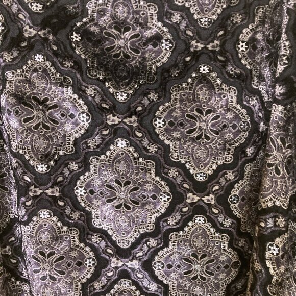 Apt. 9 Velvet Tank Top Large Y2K Black Silver Brocade Bow Babydoll Elegant - Picture 8 of 10